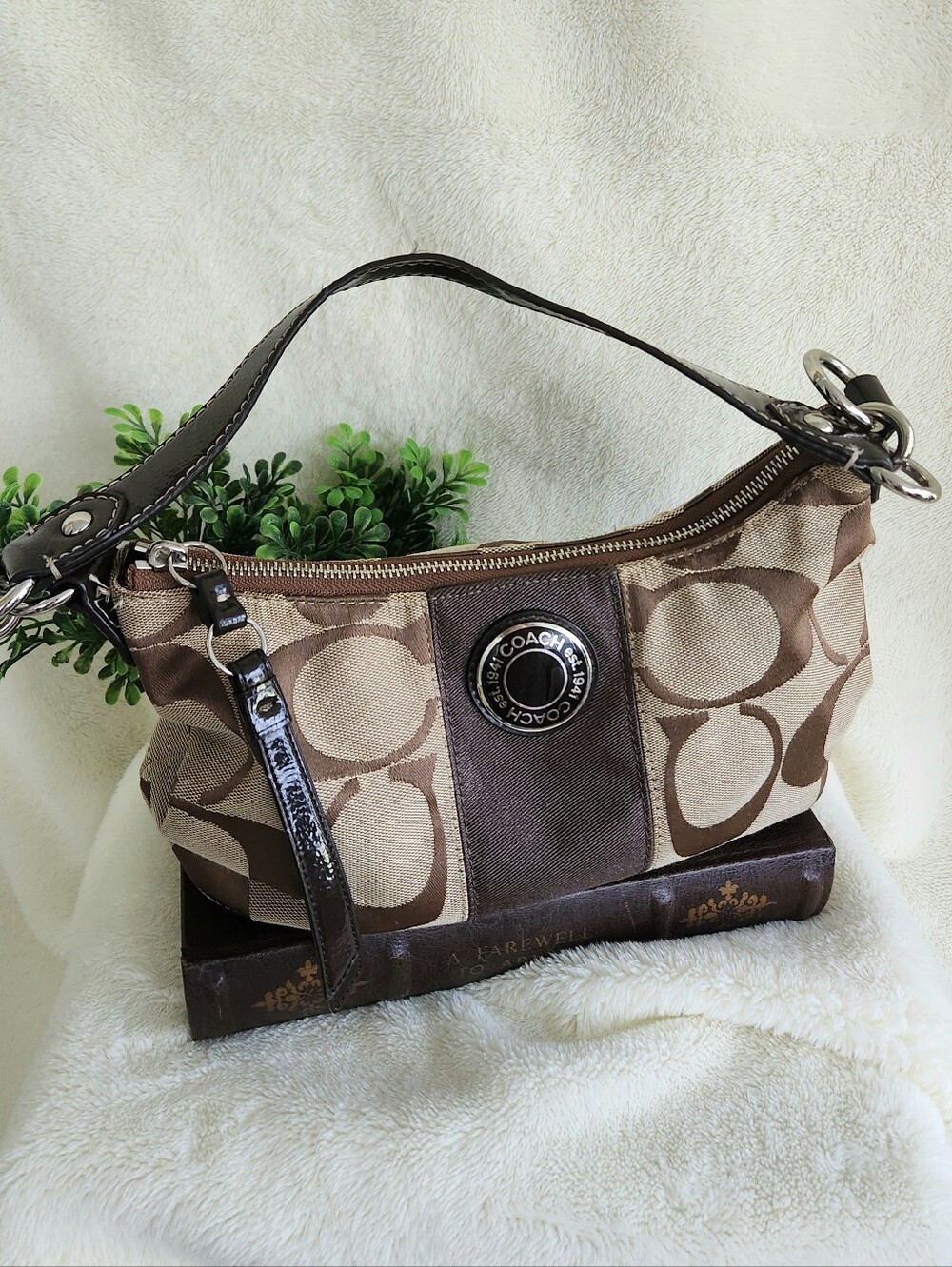 Coach Brown Signature Canvas Shoulder Bag